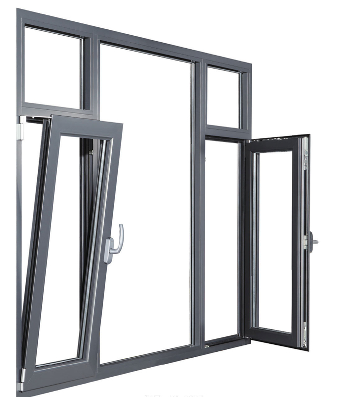 Tempered Glass Aluminum Champagne Color Aluminum Casement Windows With Folding Screen