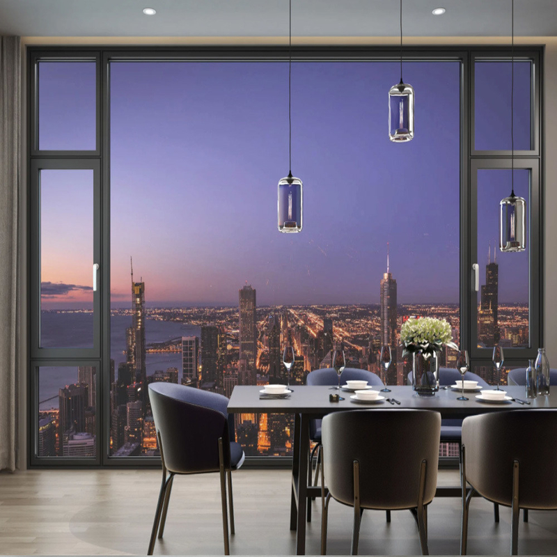Level 8 Air Tightness Made Seamless Welded Thermal Break Windows For Hanging Curtains