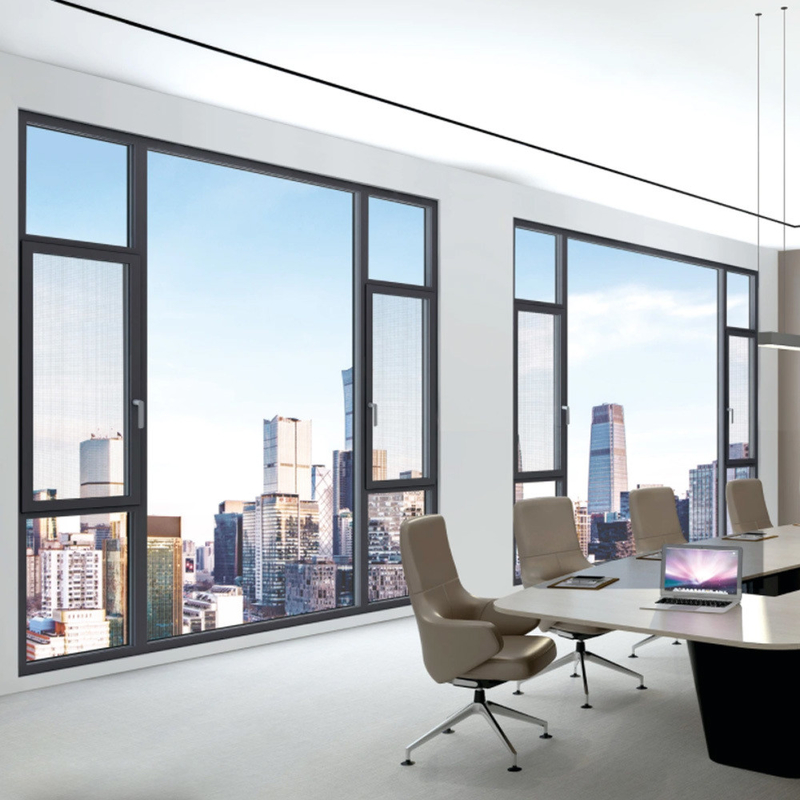 Level 8 Air Tightness Made Seamless Welded Thermal Break Windows For Hanging Curtains