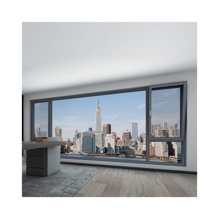 Hanging Curtain Type Welded Thermal Break Aluminum Window With Seamless Welding