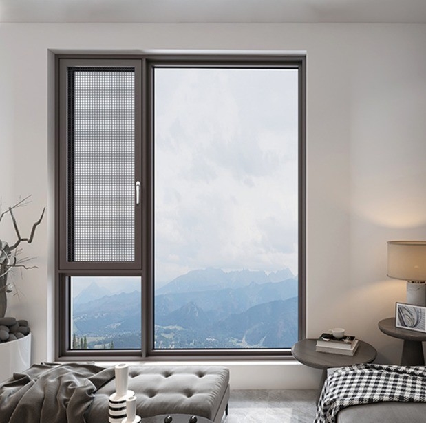 Bedroom Aluminum Windows with Mosquito Mesh Hanging Curtain Type from Window Dealer