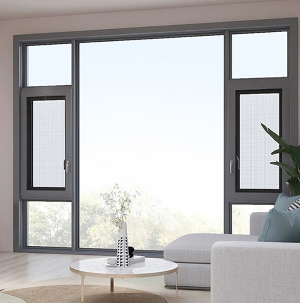 Bedroom Aluminum Windows with Mosquito Mesh Hanging Curtain Type from Window Dealer