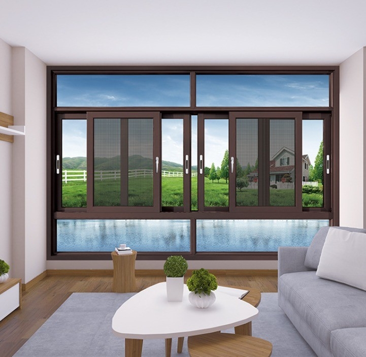 Bedroom Aluminum Windows with Mosquito Mesh Hanging Curtain Type from Window Dealer
