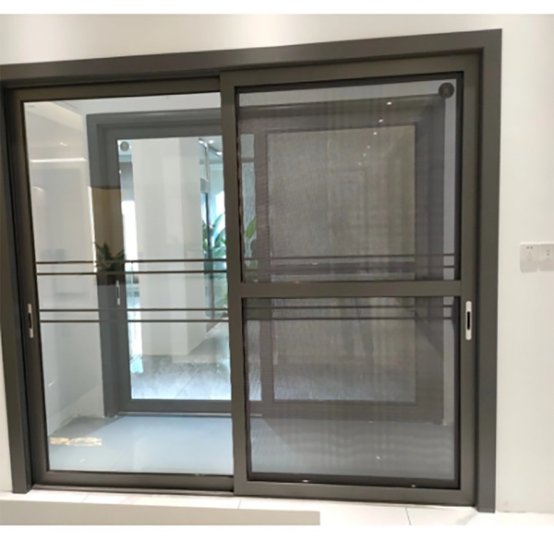 SKATE Aluminium Narrow Frame Glass Double Sliding Doors With Rolling Pull Opening Method