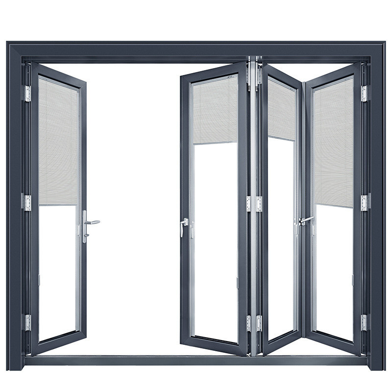 Aluminum Bi-Fold Doors with 1.4mm Wall Thickness and Rolling Pull Opening Method