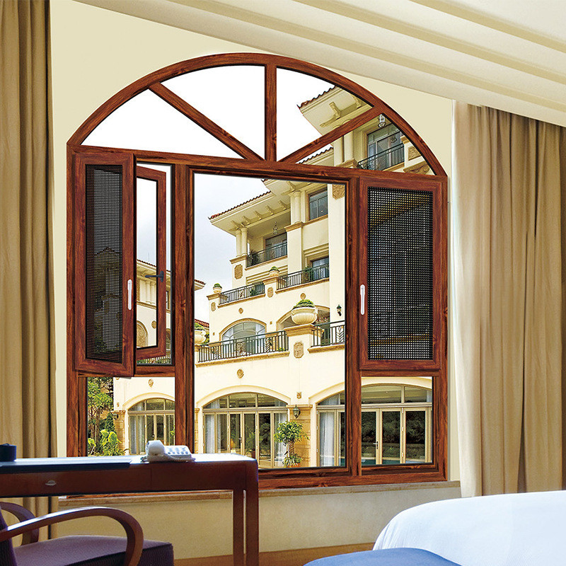 Custom Design Louver Curtain Type French Aluminium Window with Arch Door and Window