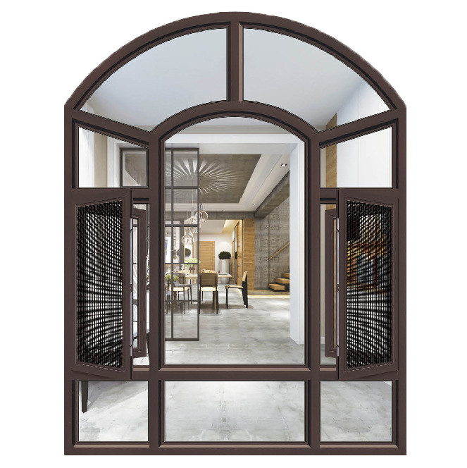 Custom Design Louver Curtain Type French Aluminium Window with Arch Door and Window