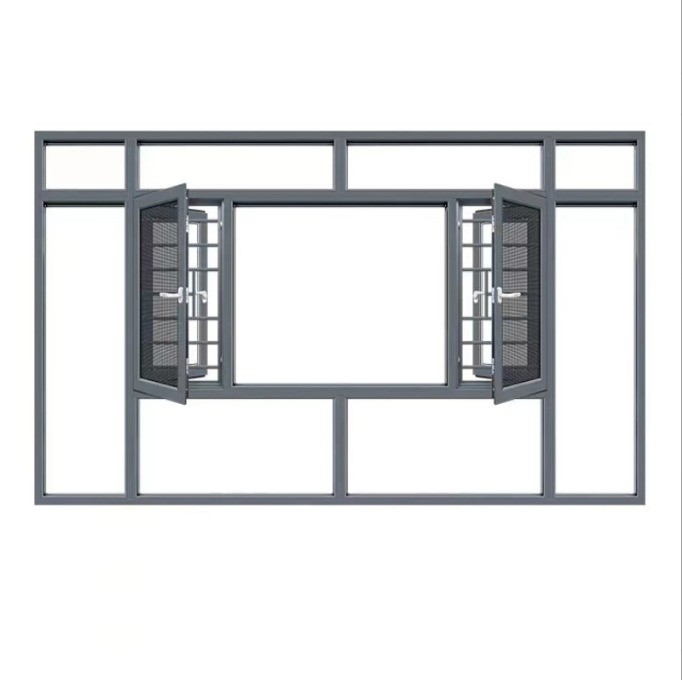 Level 6 Water Tightness Broken Bridge Aluminum Profile Casement Windows for End Buildings