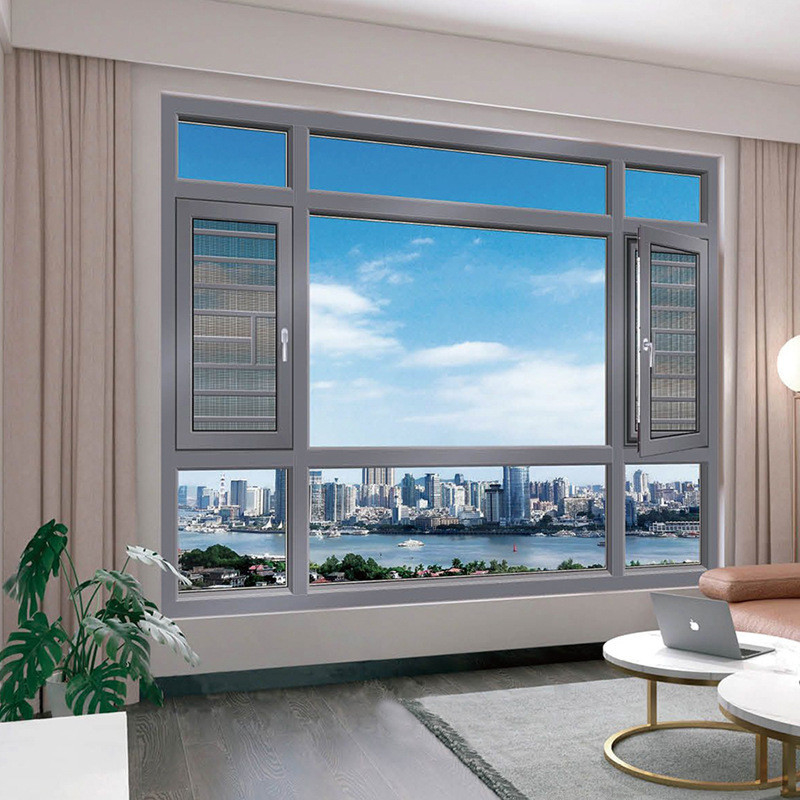 Level 6 Water Tightness Broken Bridge Aluminum Profile Casement Windows for End Buildings