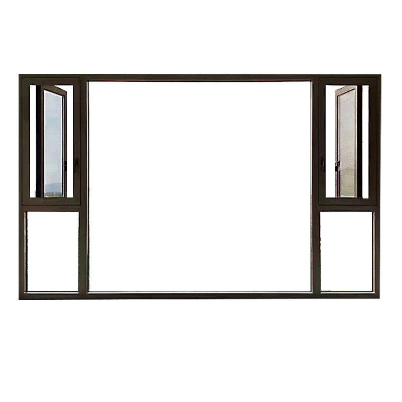 Level 6 Water Tightness Broken Bridge Aluminum Profile Casement Windows for End Buildings