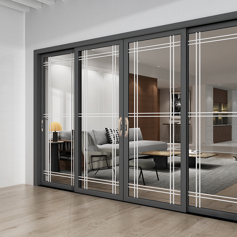 Stainless Steel Screen Netting Tempered Glass Entrance Window Door for Sound Insulation