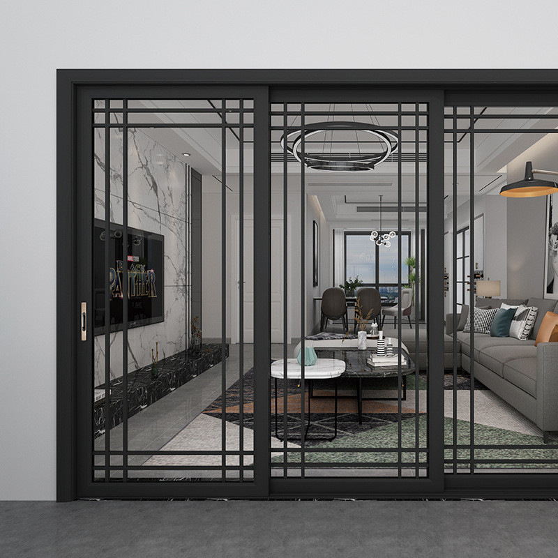 Stainless Steel Screen Netting Tempered Glass Entrance Window Door for Sound Insulation