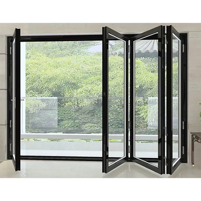 Double Glass Accordion Design Aluminium Folding Doors For Modern Large Bi Folding Patio
