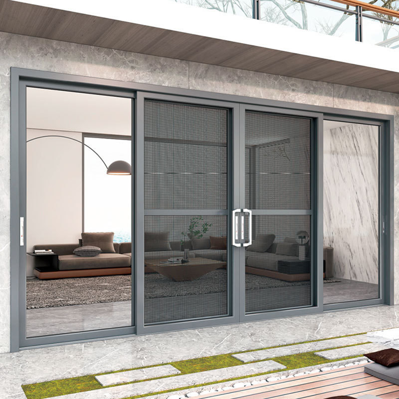 Stainless Steel Screen Netting Aluminum Sliding Glass Doors with Thermal Break and Good
