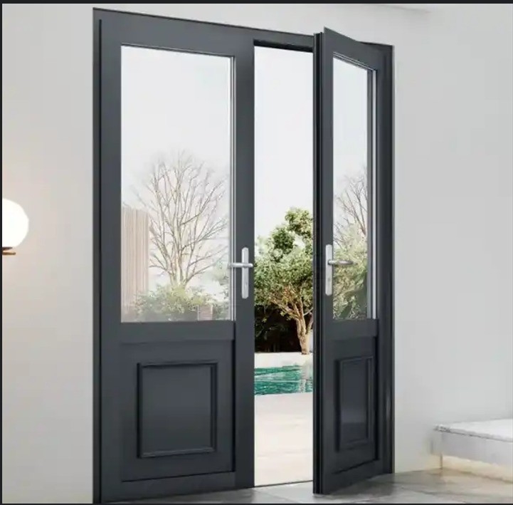 Minimalist Design Waterproof Aluminum Alloy Casement Doors For Swing Opening Method