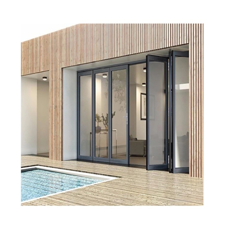 SKATE 6 Panels Black Aluminium Sliding Door with Heat Insulation Coefficient K Value ≤2.1