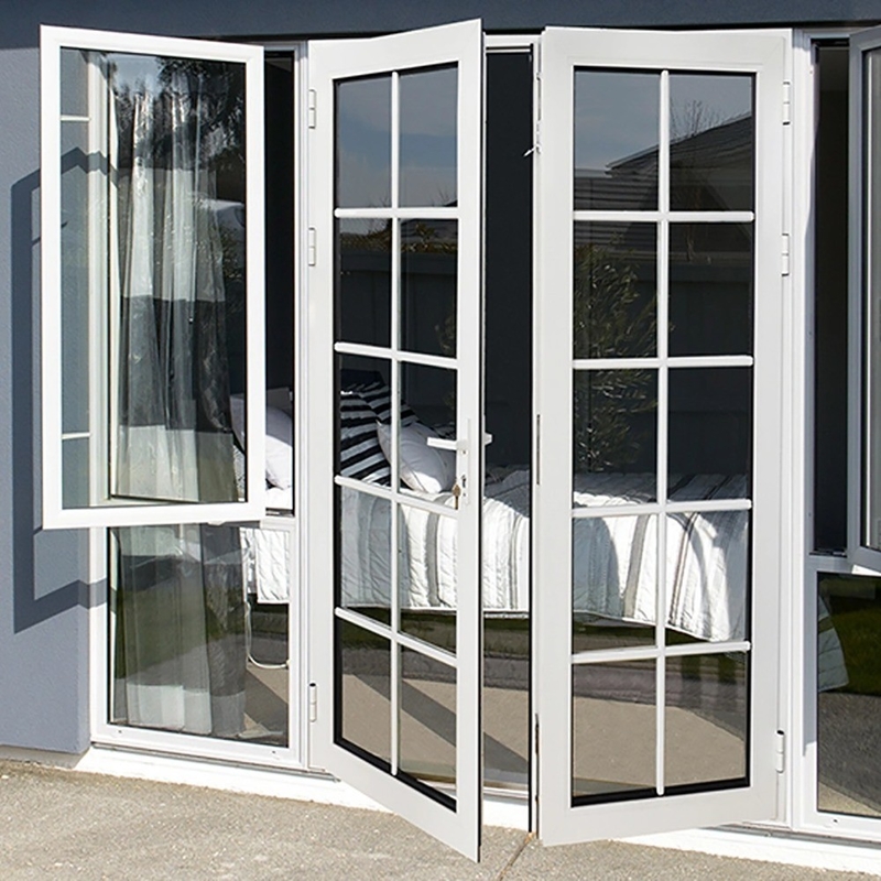 Custom High Wind Resistance Double Glass Aluminum Alloy Casement Doors for Home Office