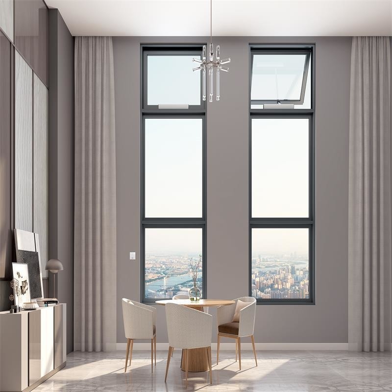Level 8 Air Tightness Aluminum Top and Bottom Hung Windows for Hanging Curtain in Design