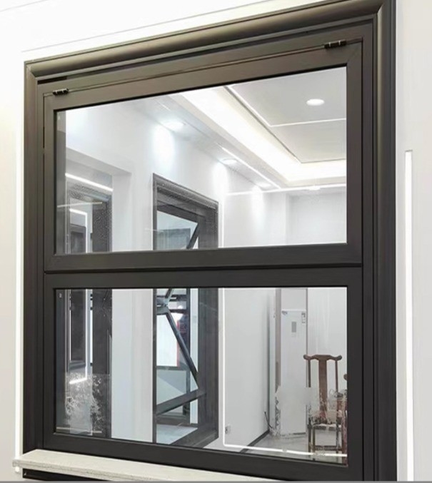 Level 8 Air Tightness Aluminum Top and Bottom Hung Windows for Hanging Curtain in Design