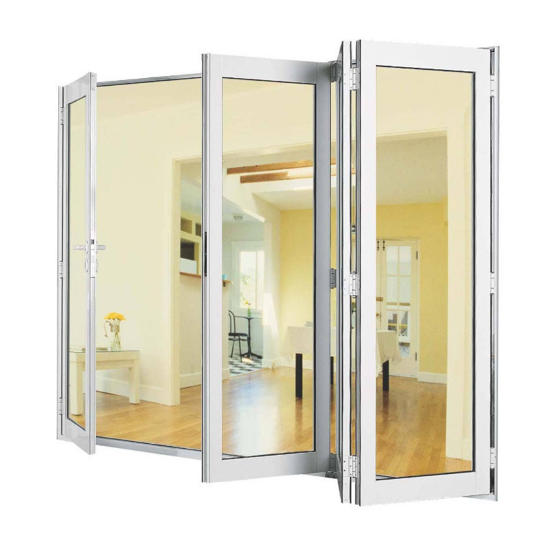 European Style Aluminum Balcony Glass Folding Door Good and for Triplex Glass Upgrade