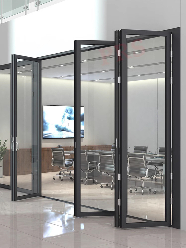 European Style Aluminum Balcony Glass Folding Door Good and for Triplex Glass Upgrade
