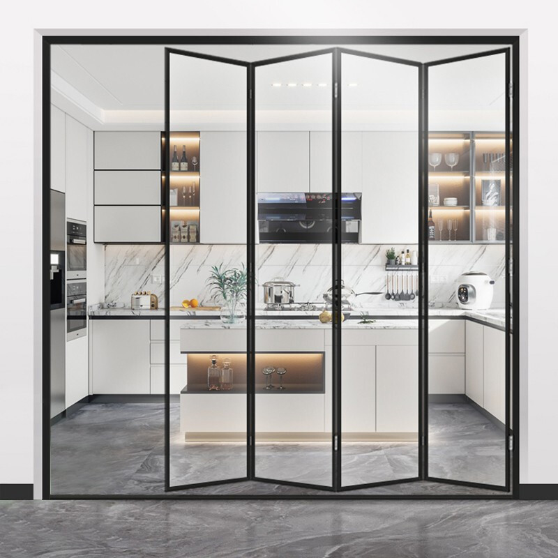 European Style Aluminum Balcony Glass Folding Door Good and for Triplex Glass Upgrade