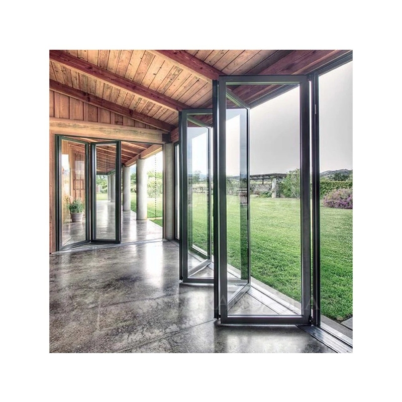 1.4mm Wall Thickness Aluminum Glass Patio Accordion Door for Modern Security Solution