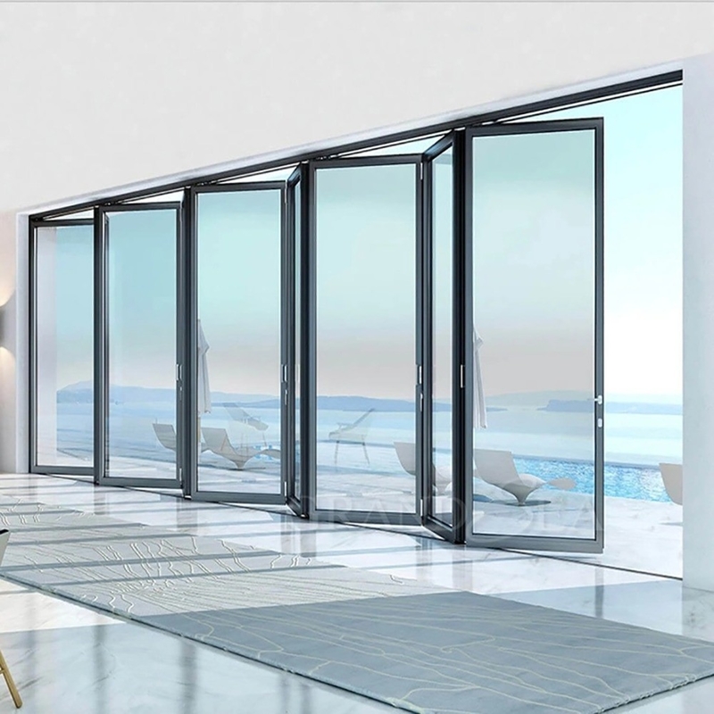 1.4mm Wall Thickness Aluminum Glass Patio Accordion Door for Modern Security Solution