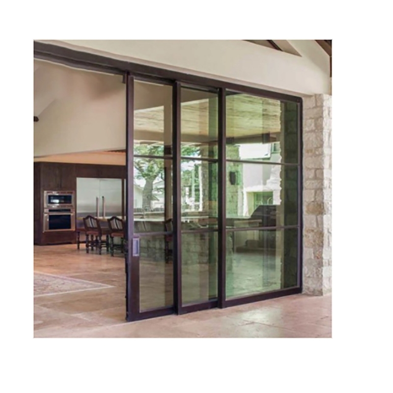 Aluminum Alloy Black Thick Frame Sliding Door for Residential Double Glazing by SKATE