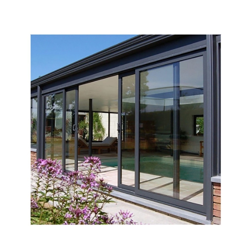 Aluminum Alloy Black Thick Frame Sliding Door for Residential Double Glazing by SKATE