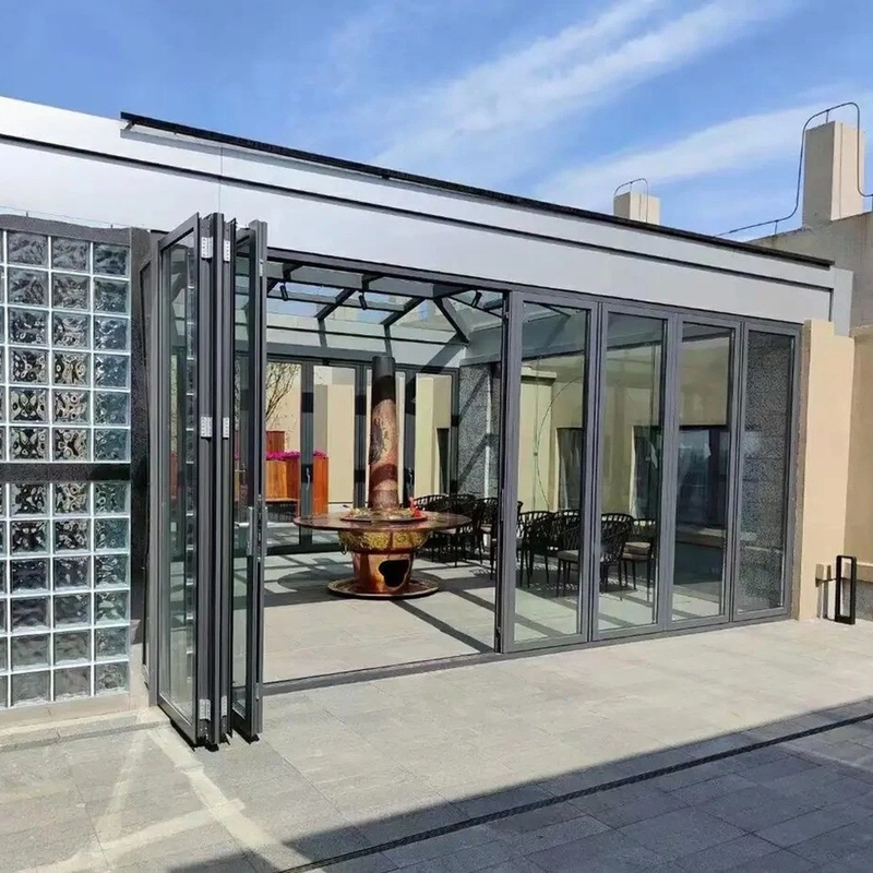 Accordion Aluminium Folding Door Latest Design 10 Sealing Layers 35dB Sound Insulation