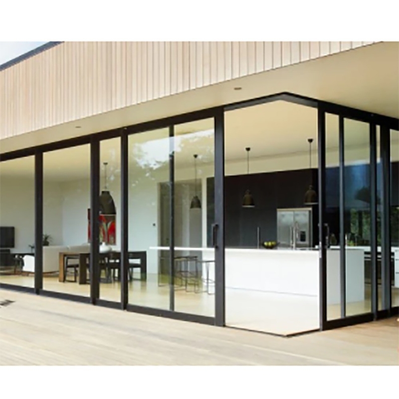 Rolling Pull Opening Method SKATE Black End Aluminium Double Sliding Door for Household