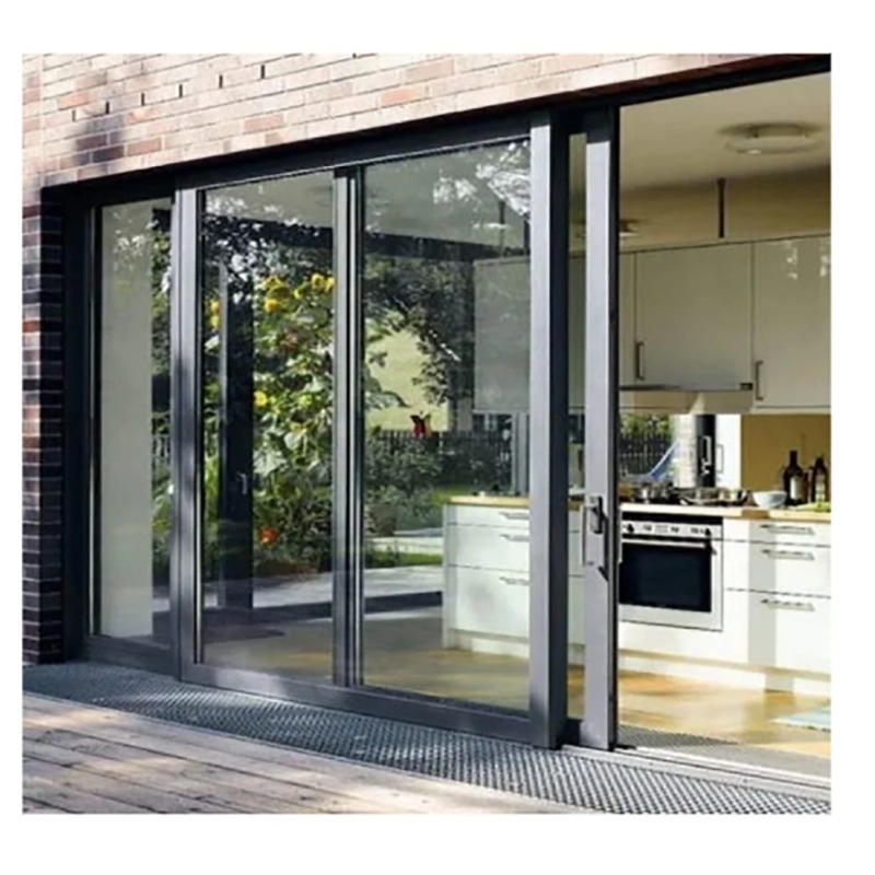 Rolling Pull Opening Method SKATE Black End Aluminium Double Sliding Door for Household