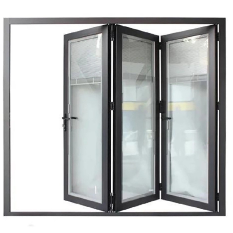 Double Glazed Glass Bifold Door for 70mm Width Aluminum Frame and 1.4mm Wall Thickness