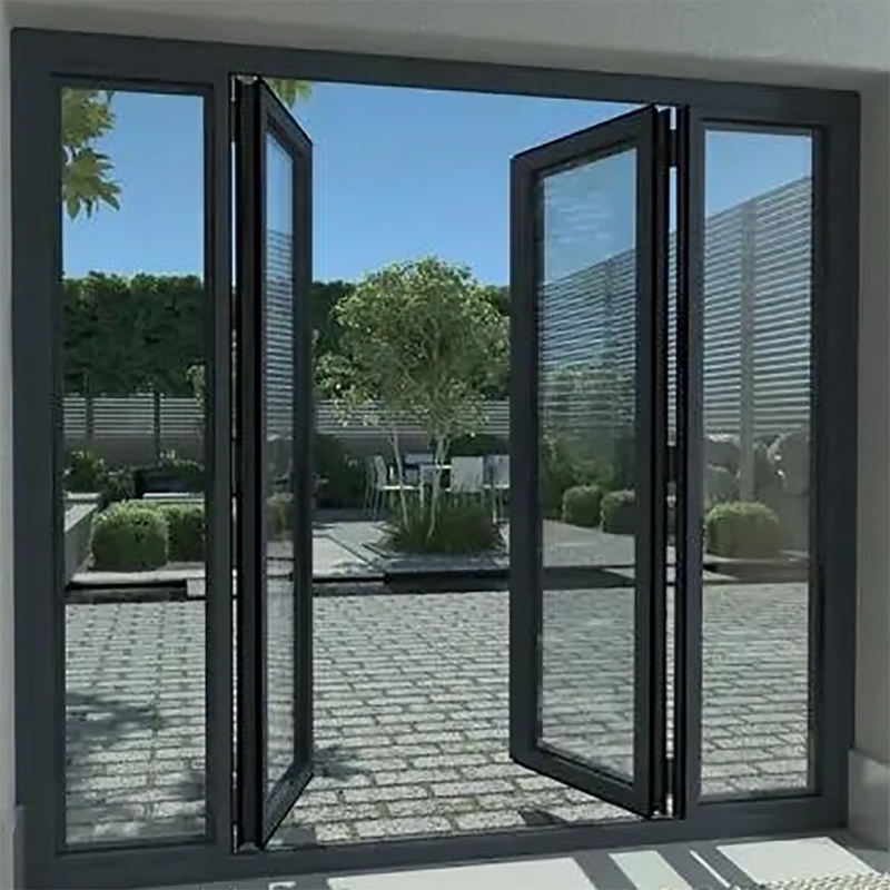 Double Glazed Glass Bifold Door for 70mm Width Aluminum Frame and 1.4mm Wall Thickness