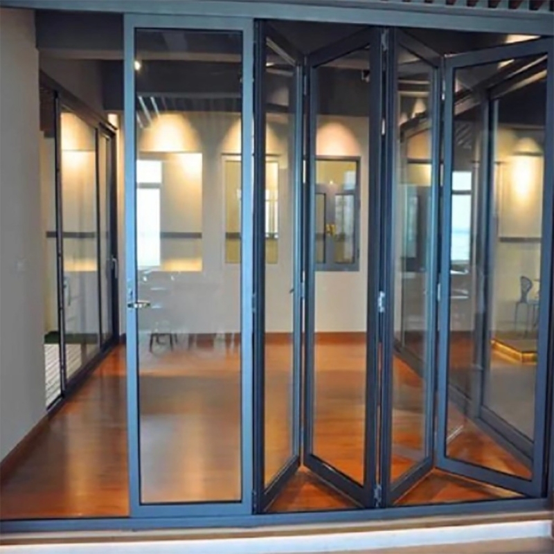 Double Glazed Glass Bifold Door for 70mm Width Aluminum Frame and 1.4mm Wall Thickness