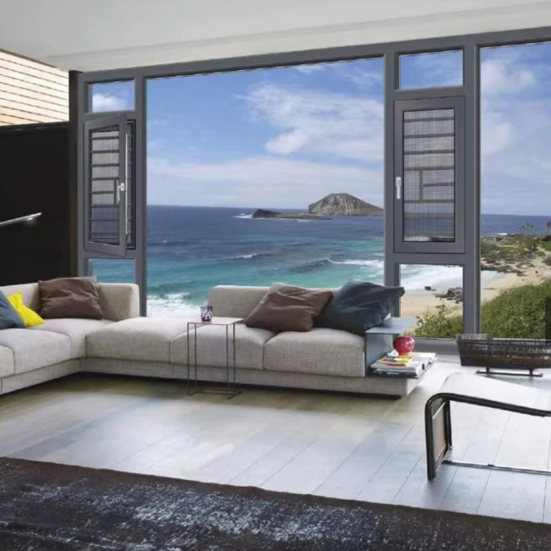 Wind Pressure Resistance Level 9 Triple Glazed Casement Windows for Custom Production