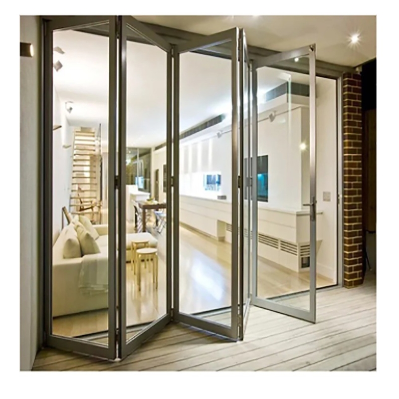 Skate End Aluminum Bi Fold Doors with Thermal Break and 1.4mm Aluminum Wall Thickness