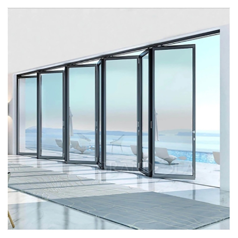 Skate Large-Scale Aluminum Thermal Break Black Aluminium Alloy Bi-Fold Doors for Glass