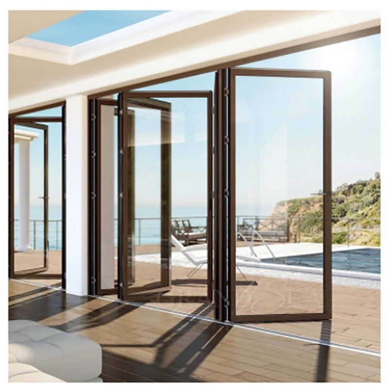 Skate Large-Scale Aluminum Thermal Break Black Aluminium Alloy Bi-Fold Doors for Glass