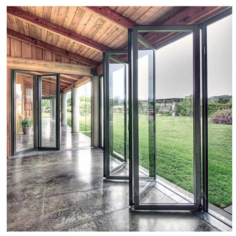 Skate Large-Scale Aluminum Thermal Break Black Aluminium Alloy Bi-Fold Doors for Glass