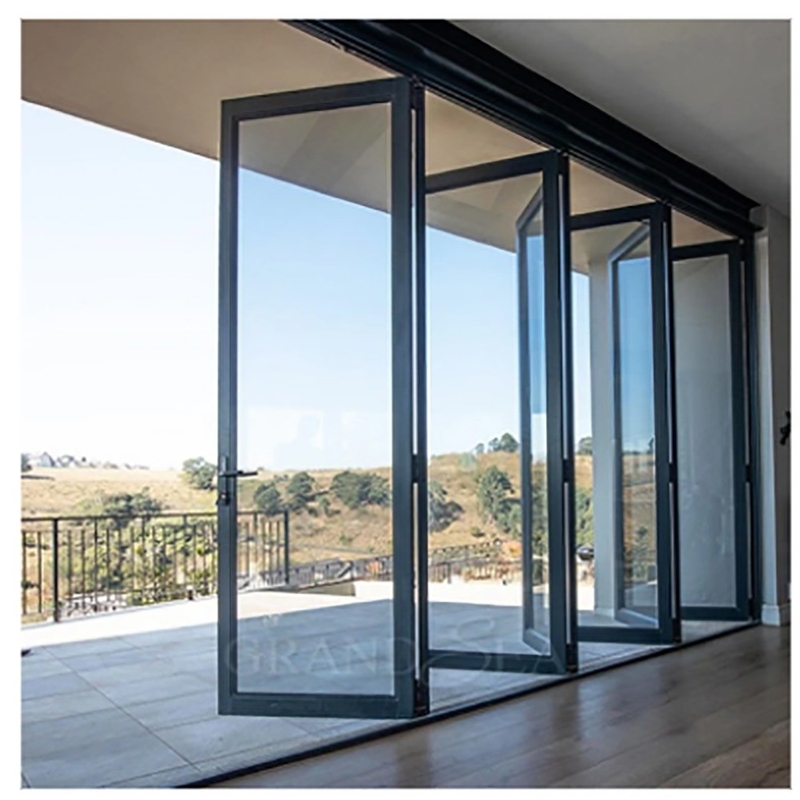 Skate Large-Scale Aluminum Thermal Break Black Aluminium Alloy Bi-Fold Doors for Glass