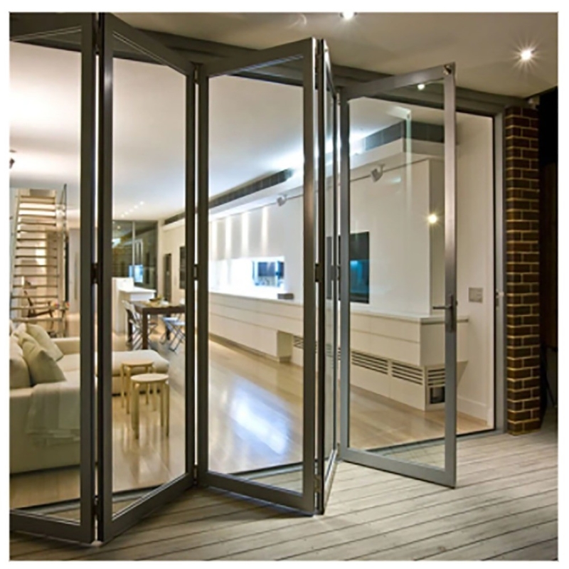 Skate Large-Scale Aluminum Thermal Break Black Aluminium Alloy Bi-Fold Doors for Glass