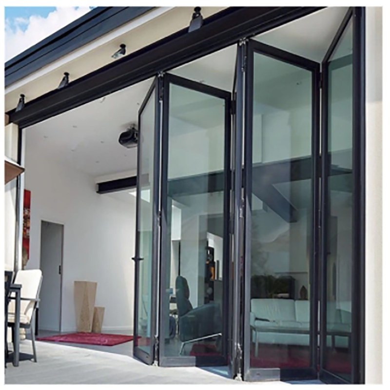 Skate Large-Scale Aluminum Thermal Break Black Aluminium Alloy Bi-Fold Doors for Glass