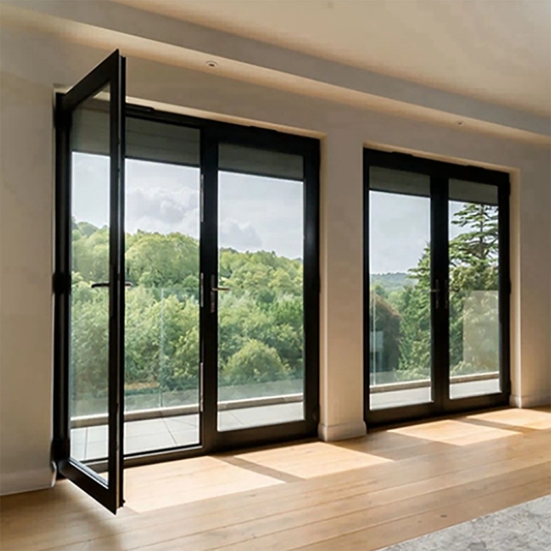 Australian Standard Aluminum French Door Minimalist Design Exterior Double Glazing