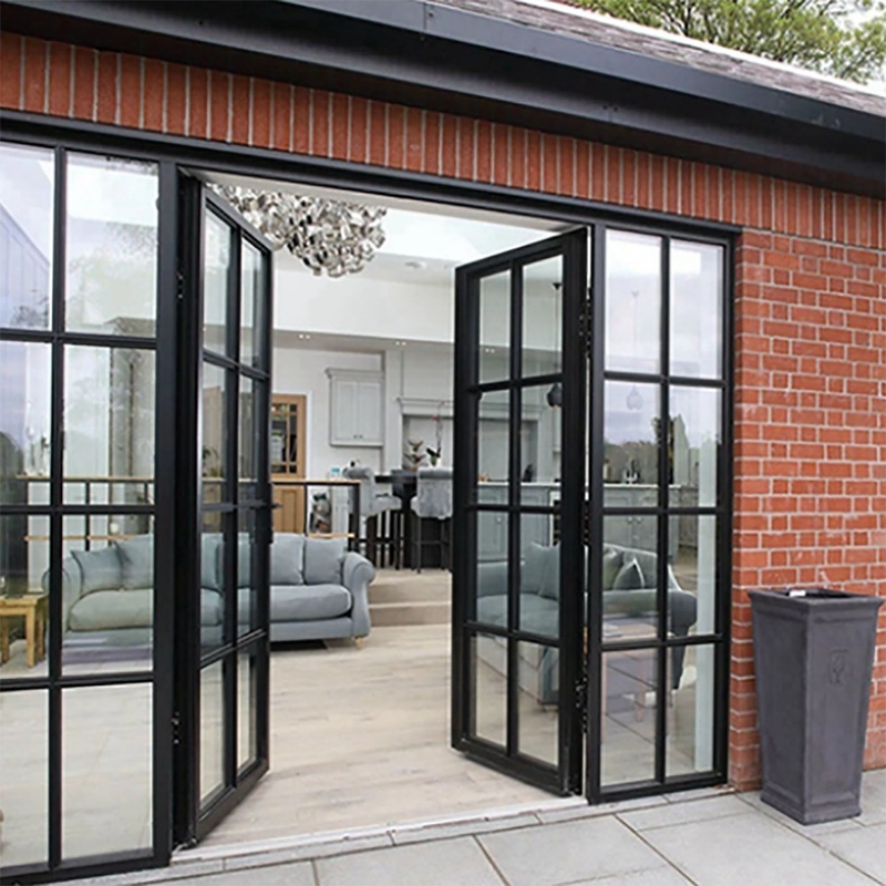 Australian Standard Aluminum French Door Minimalist Design Exterior Double Glazing