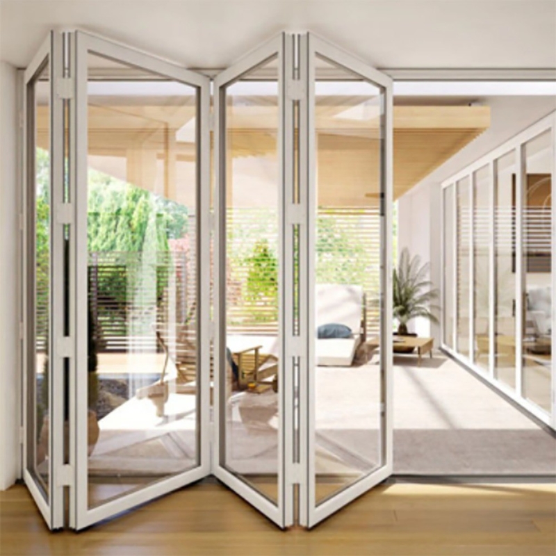 Finished Surface Modern Commercial Bifold Doors with Tempered Glass and Low-E Glazing