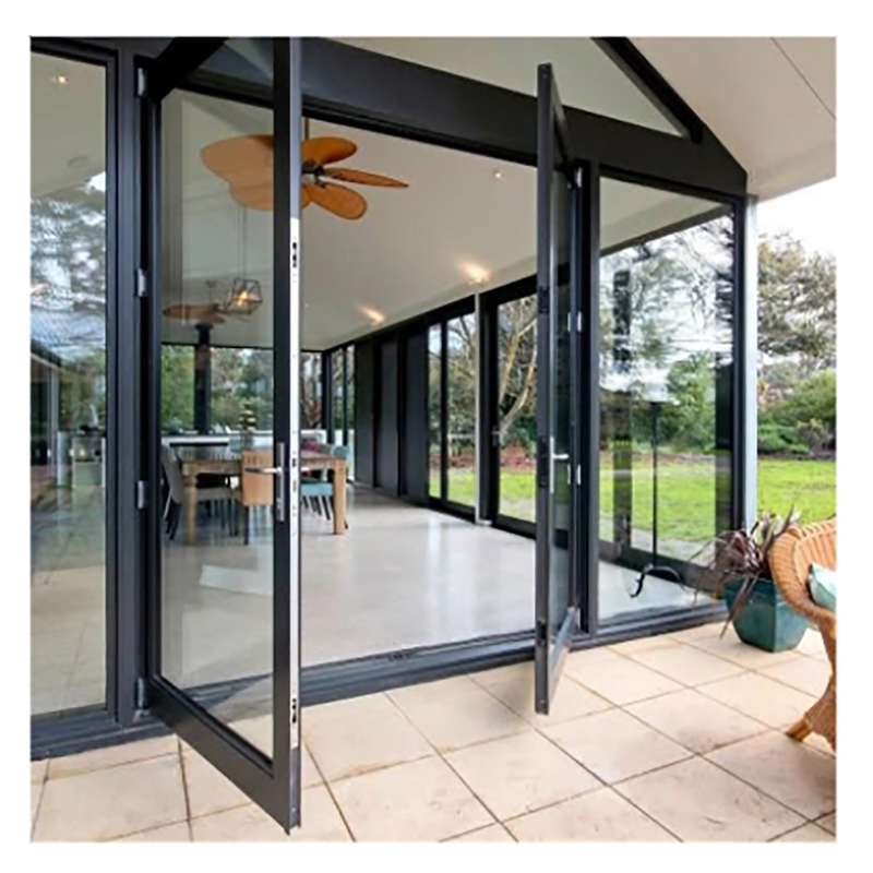 10 Sealing Layers Skate Exterior French Thermal Break Casement Doors with Aluminum Frame