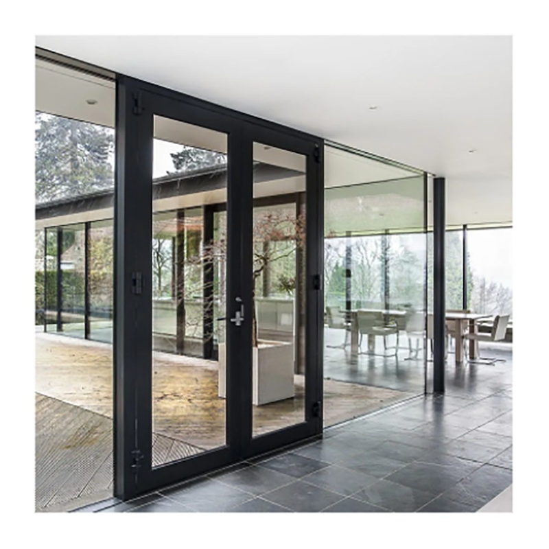 10 Sealing Layers Skate Exterior French Thermal Break Casement Doors with Aluminum Frame