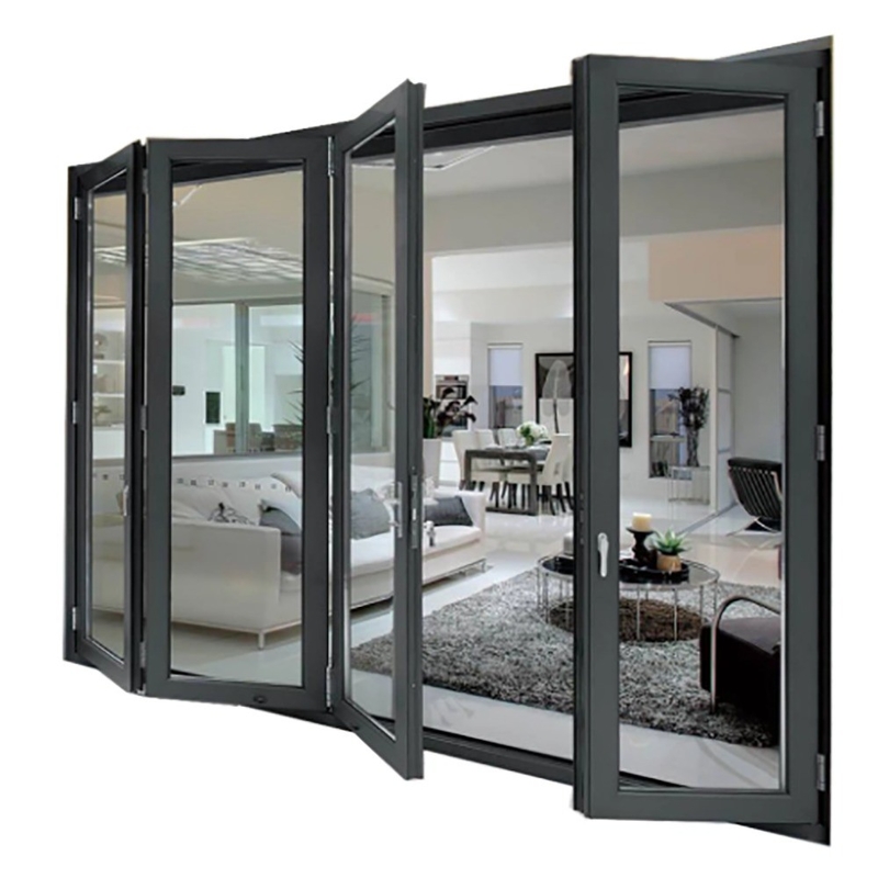 1.4mm Aluminum Wall Thickness Skate Sliding Doors Thermal Break Black Alloy Bi-Fold Panels